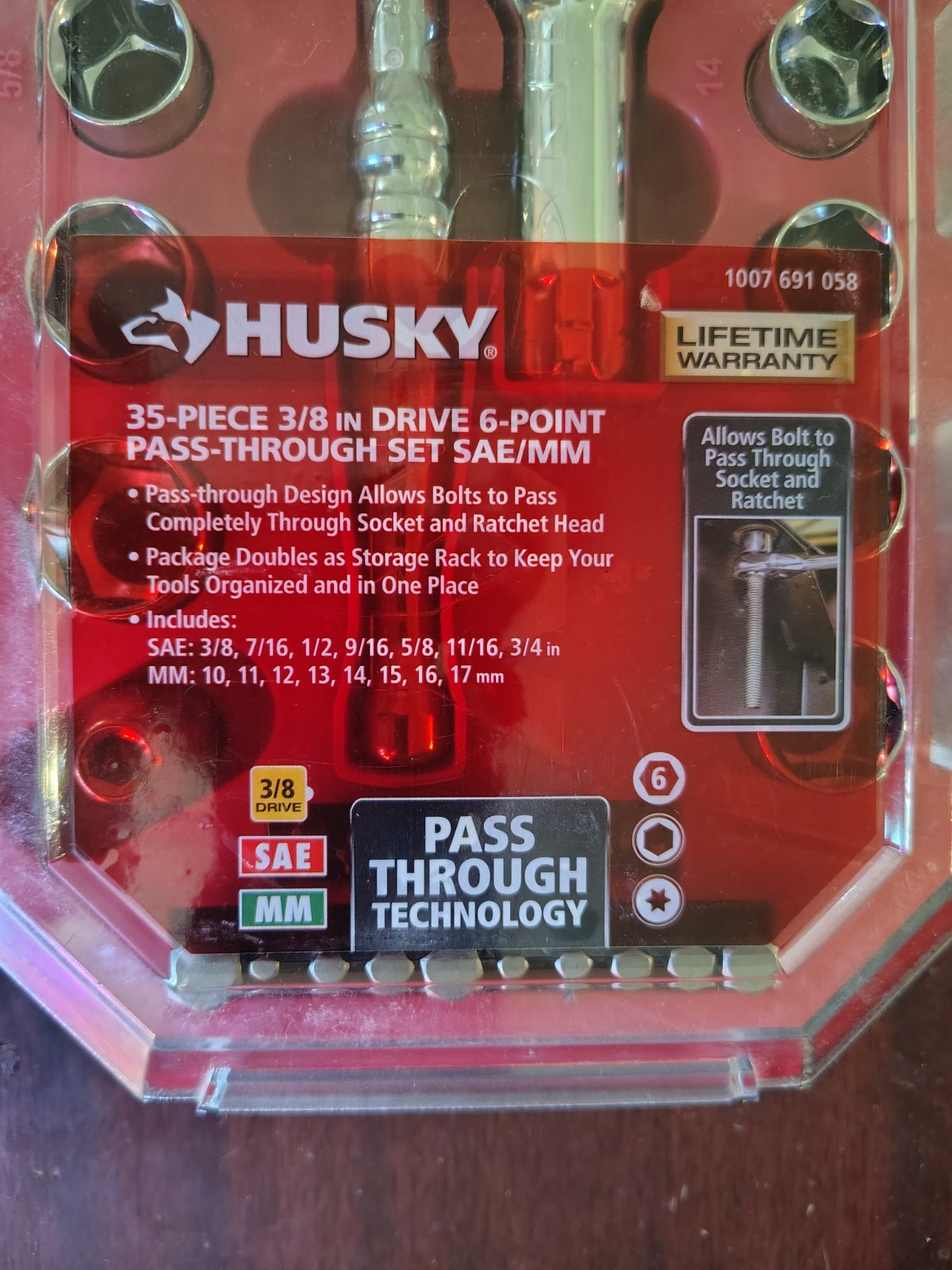 Husky 3/8 in. Drive 6-Point Pass Thru Ratchet & Socket Set (35-Piece) gallery