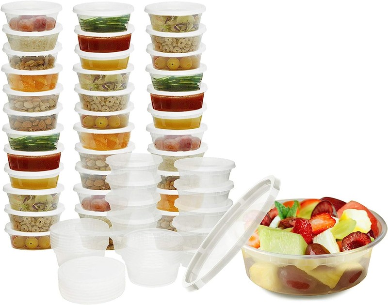 8 oz. Microwavable Translucent Plastic Deli Container and Lid Combo Pack gallery