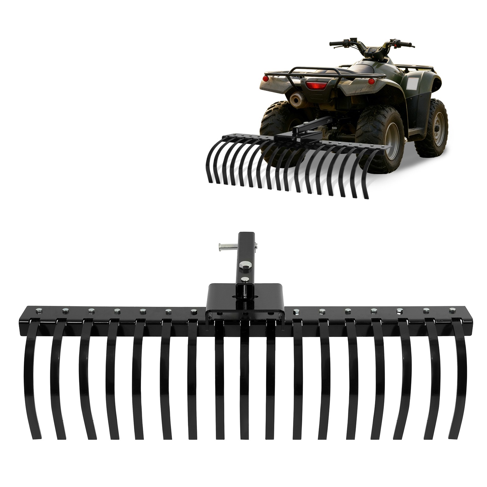 Fits 2" Receiver ATV/UTV 48" Landscape Rake Pine Straw Rake Rock Rake 17 Tines gallery