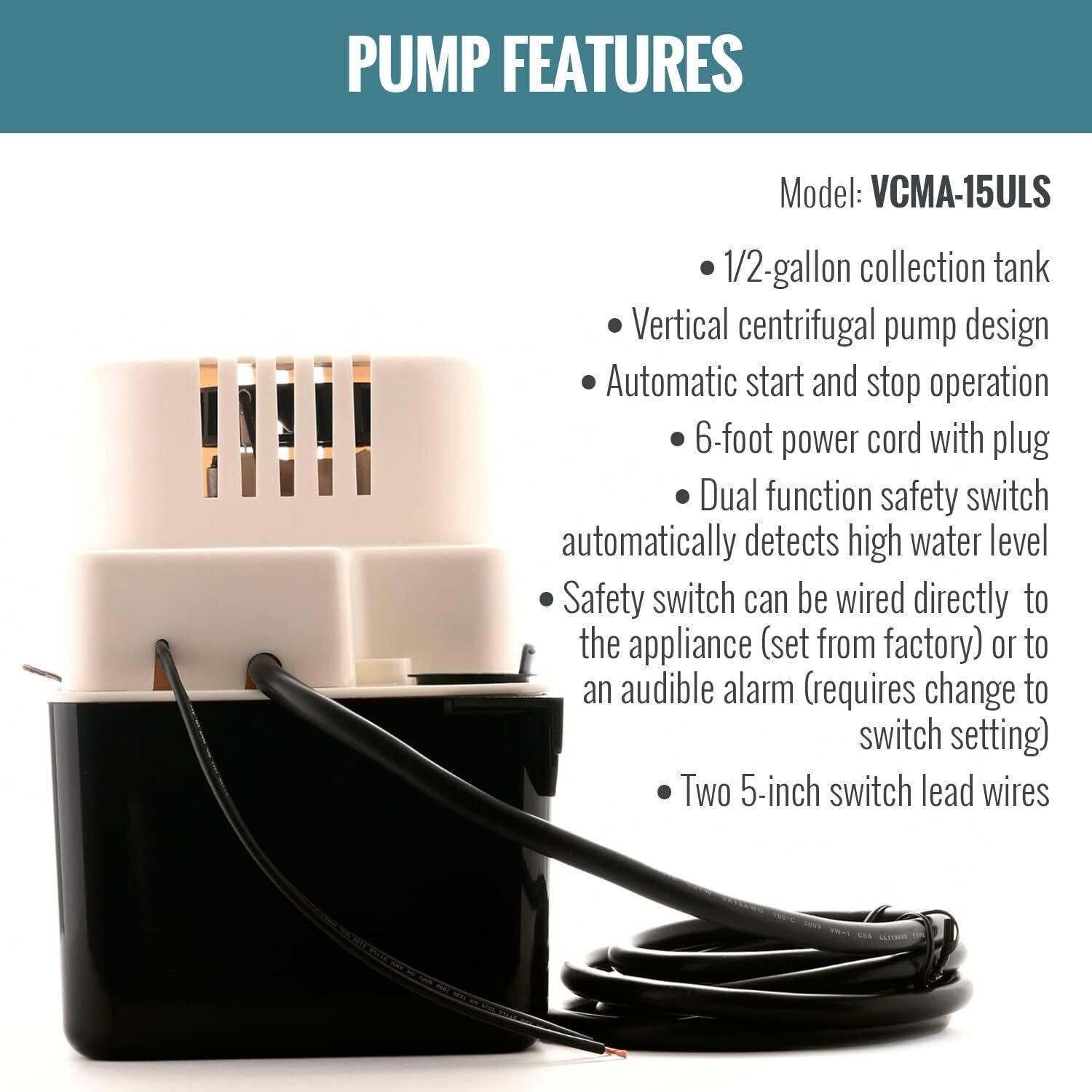 115 Volt 65 GPH 1/50 HP Automatic Condensate Removal Pump W/ Safety Switch New gallery