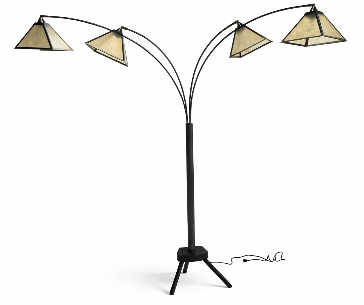 Limelight 75 in Pyramid Shade 4-Light and Arm Freestanding Arc Floor Lamp,Black gallery