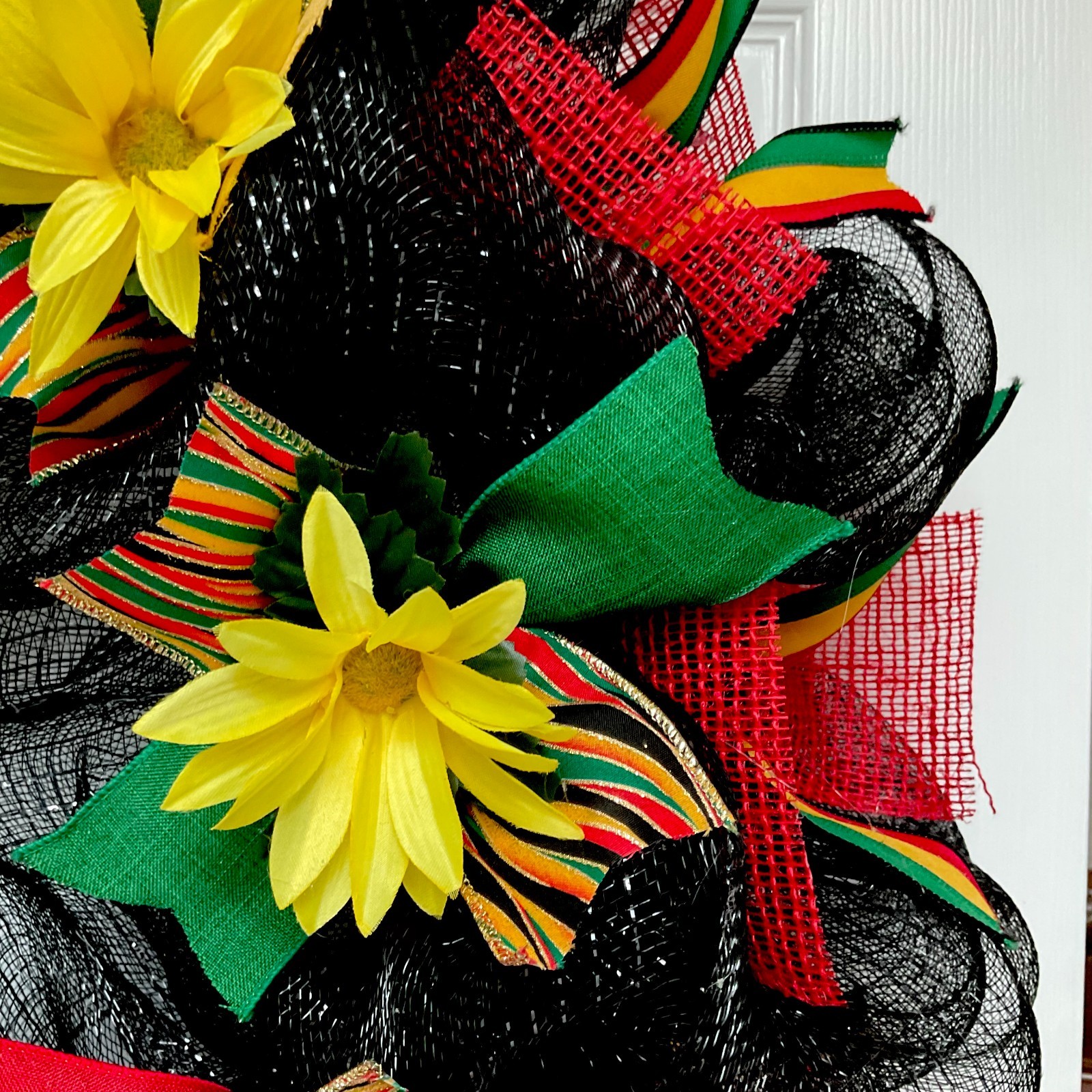 Juneteenth Floral Ribbon Handmade Deco Mesh Wreath gallery