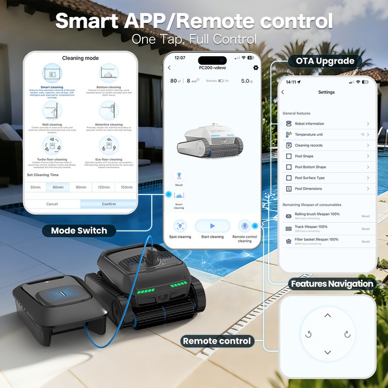 AIRROBO CP400 Cordless Robot Pool Cleaner & Robotic Pool Skimmer Inground APP gallery