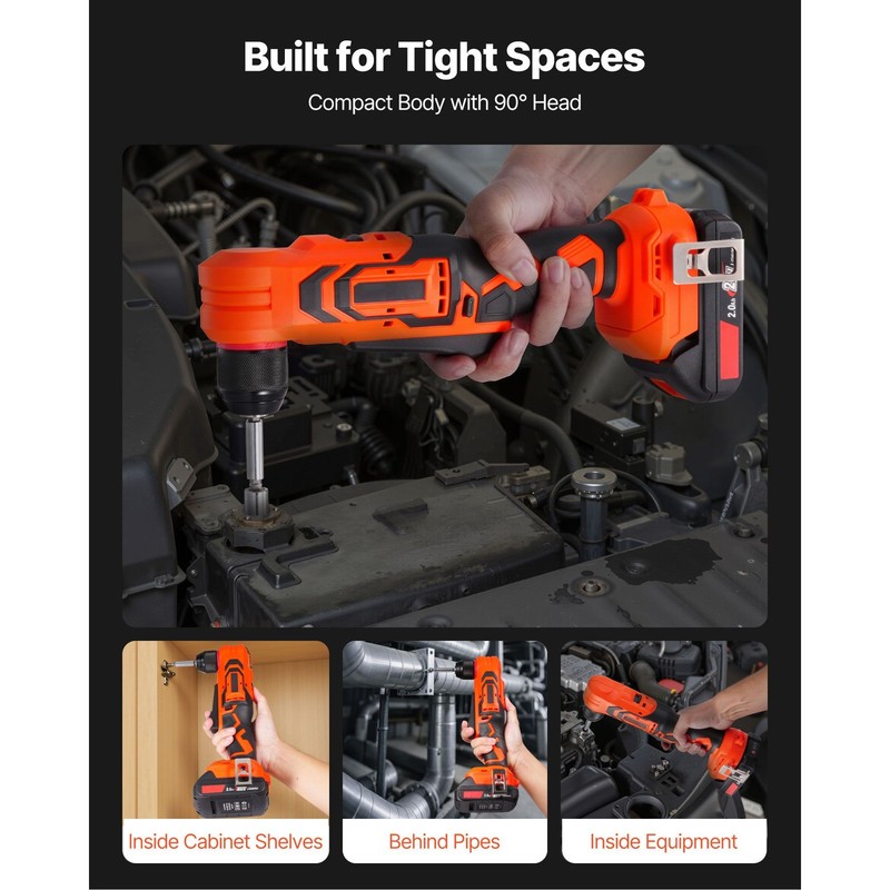 Cordless 3/8" Right Angle Drill, Brushless, 45N·m, LED Light gallery