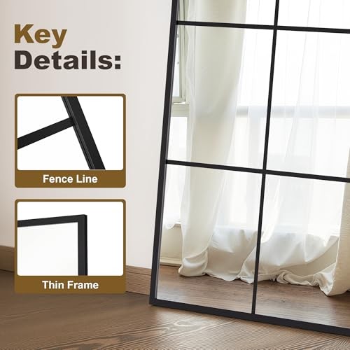 Window Mirrors for Wall Decor, Wall Mirrors Decorative Window 40"L x 30"W Black gallery