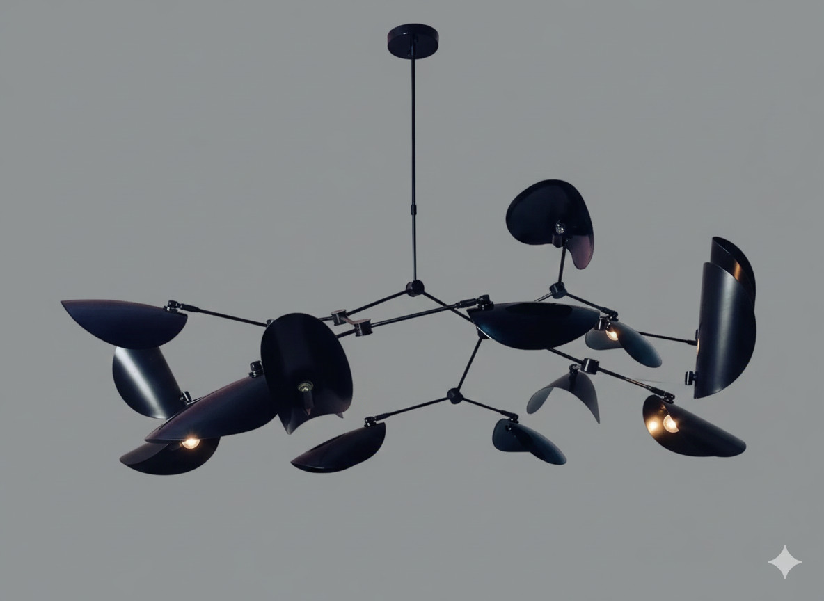 Modern Sculptural Stingray Chandelier - Burned Black Finish gallery