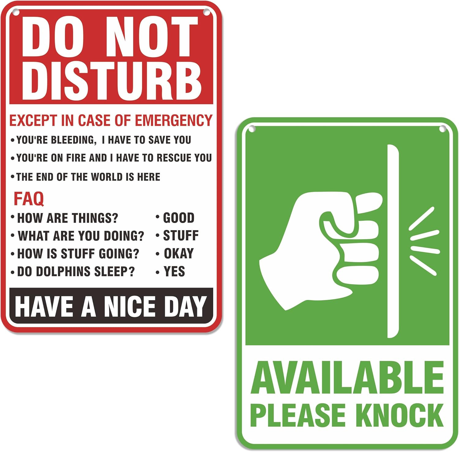 Do Not Disturb Door Hanger Sign, Available Please Knock Sign, Double-Sided PVC F gallery