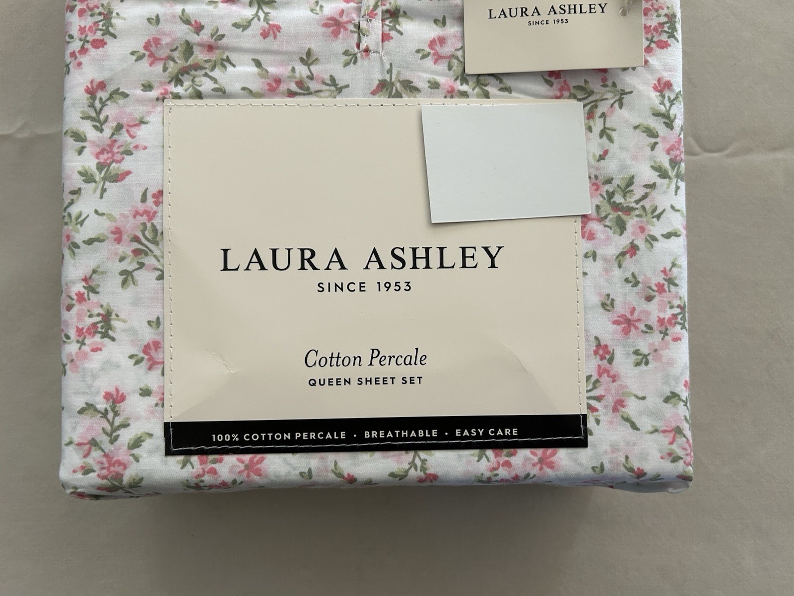 NEW 4pc Laura Ashley Queen Sheet Set Cottage Floral DIANES DITSY PINK & Green gallery