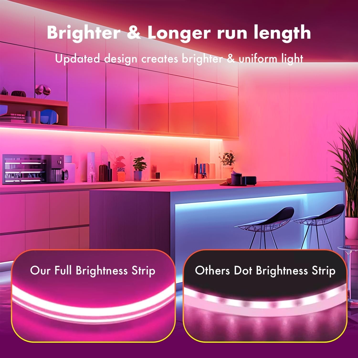 Neon Rope Lights, 50FT IC+RGB LED Strip Lights, App+Remote(2 Rolls of 32.8FT) gallery