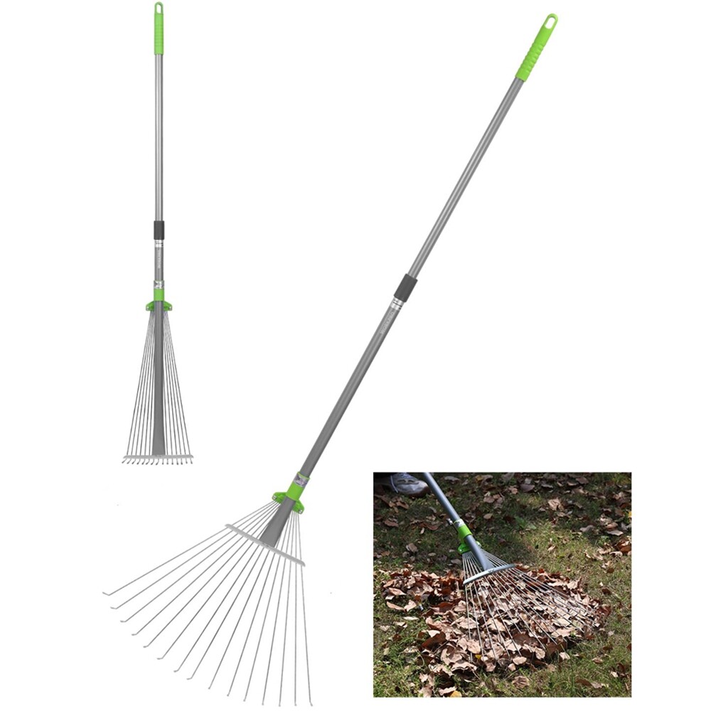 WORKPRO Heavy Duty Metal Leaf Rake Telescopic 32"-63" Adjustable Gardening Rakes gallery