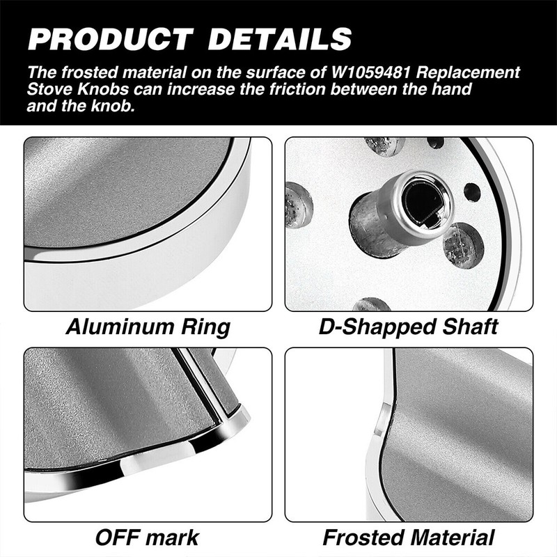 5 Pack Surface burner knob Compatible with Whirlpool Range Knobs W10828837 USA gallery