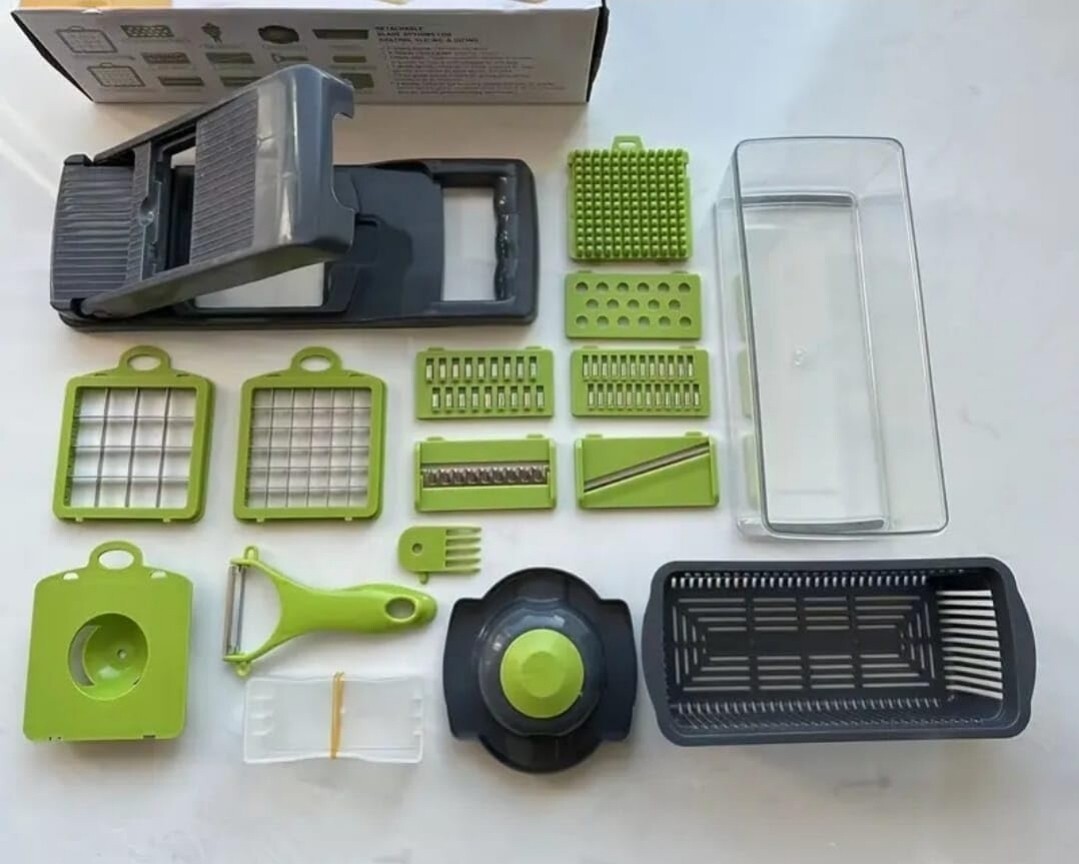 "16-in-1 Stainless Steel Chopper, Multifunctional Vegetable and Onion Cutter" gallery