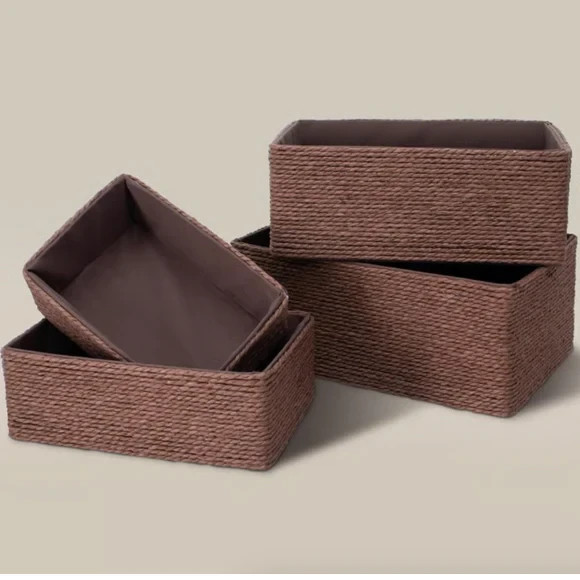 Recycled Wicker Storage Basket SET of 4 Paper Rope Storage Bins - Baskets .. gallery