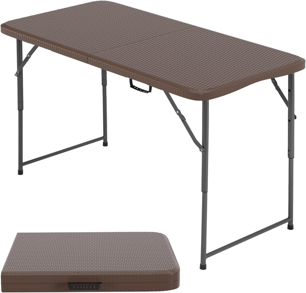 FDW 4FT Folding Table Half Portable Foldable Table Picnic Table for Office Home