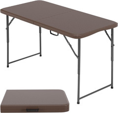 FDW 4FT Folding Table Half Portable Foldable Table Picnic Table for Office Home