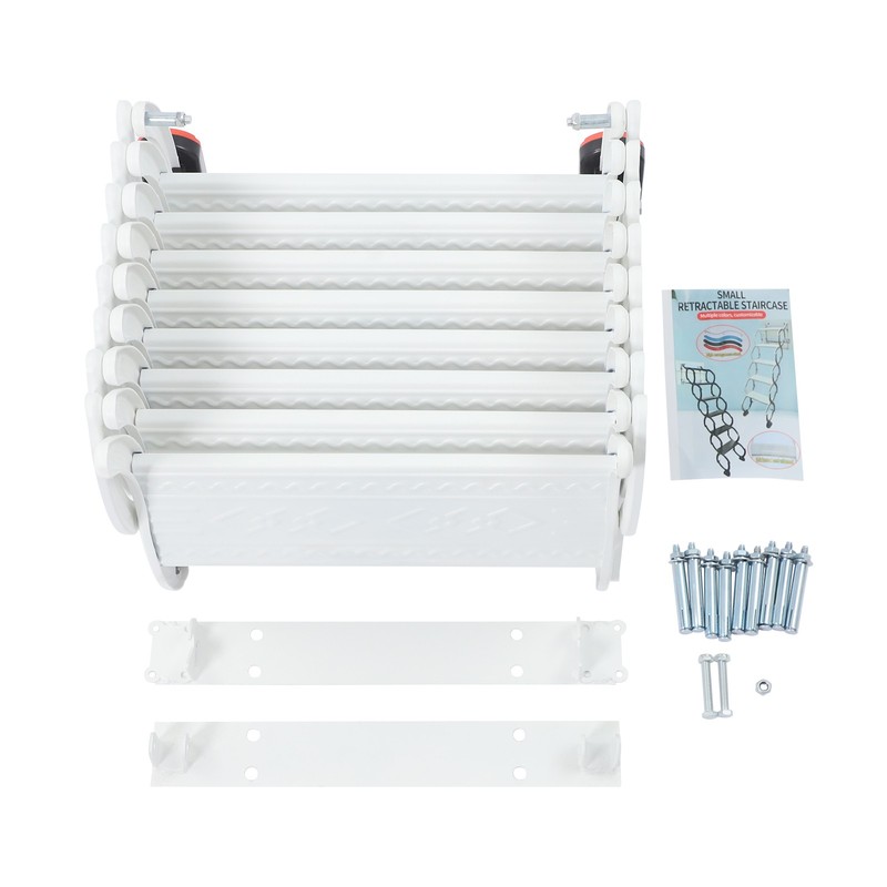 Attic Loft Pull Down Ladder 8 Step Wall Mounted Folding Loft Ladder Stairs White gallery