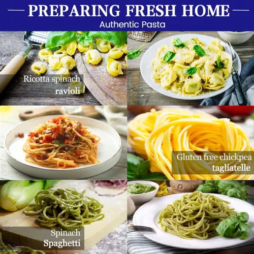 Manual Pasta Maker Machine Pasta Roller and Cutter Adjustable Thickness Settings gallery