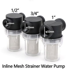 3/4″ 1/2″ 1″ Inline Mesh Strainer Water Pump High Flow Pipeline Filter 40 Mesh