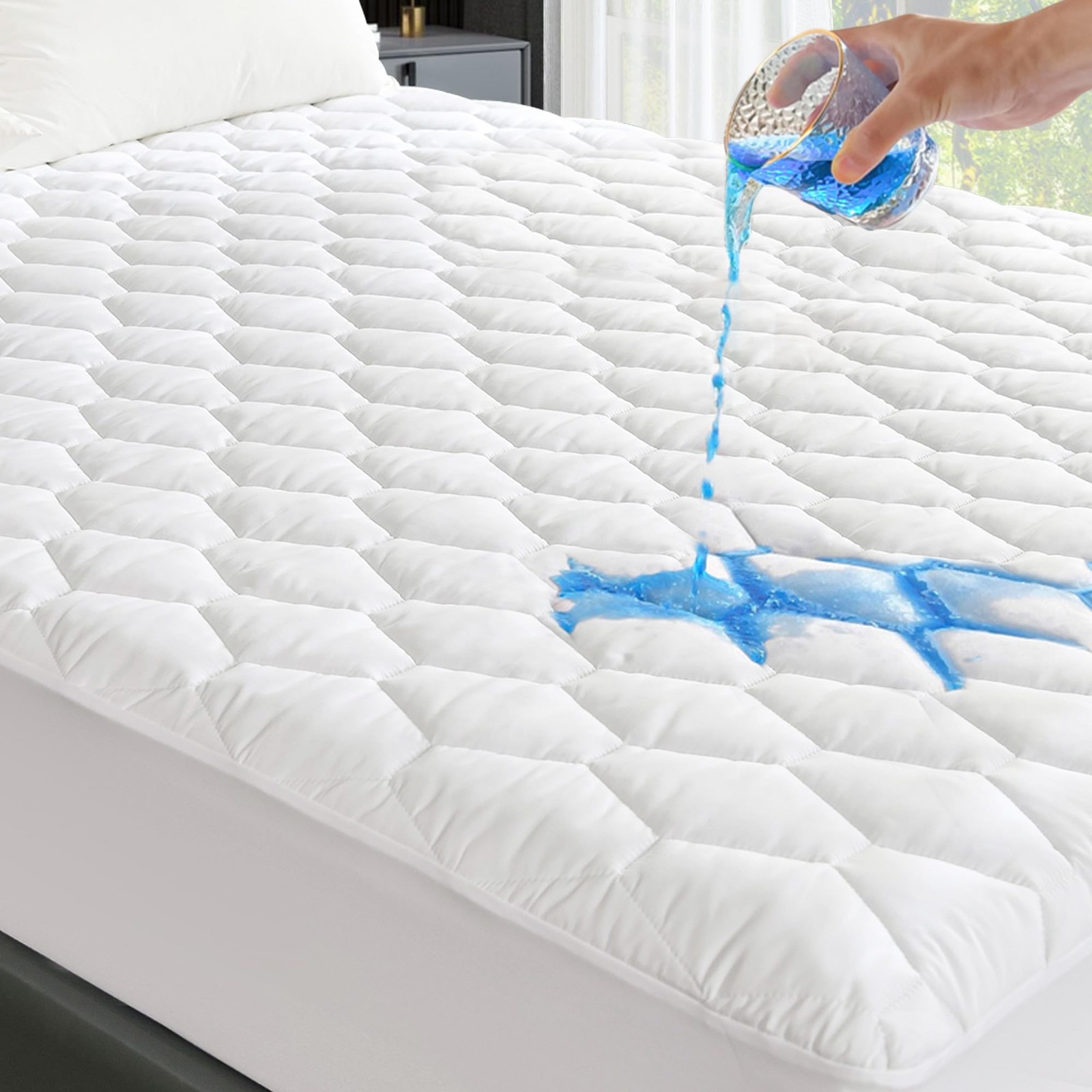 GRT California King Mattress Protector Waterproof, King, White gallery