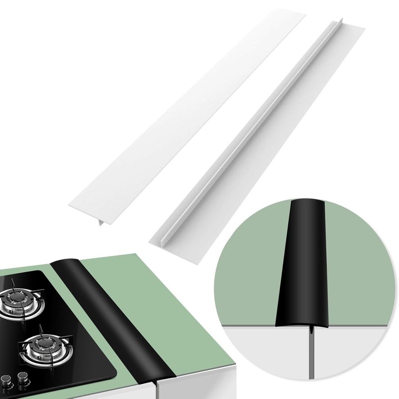 2 Pack Flexible Kitchen Stove Gap Covers, Silicone 21in&25in, White,21in gallery