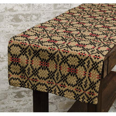 NEW PRIMITIVE TABLE RUNNER PATRIOTS KNOT BLACK RED TAN WOVEN 56″ by 14″ Cotton