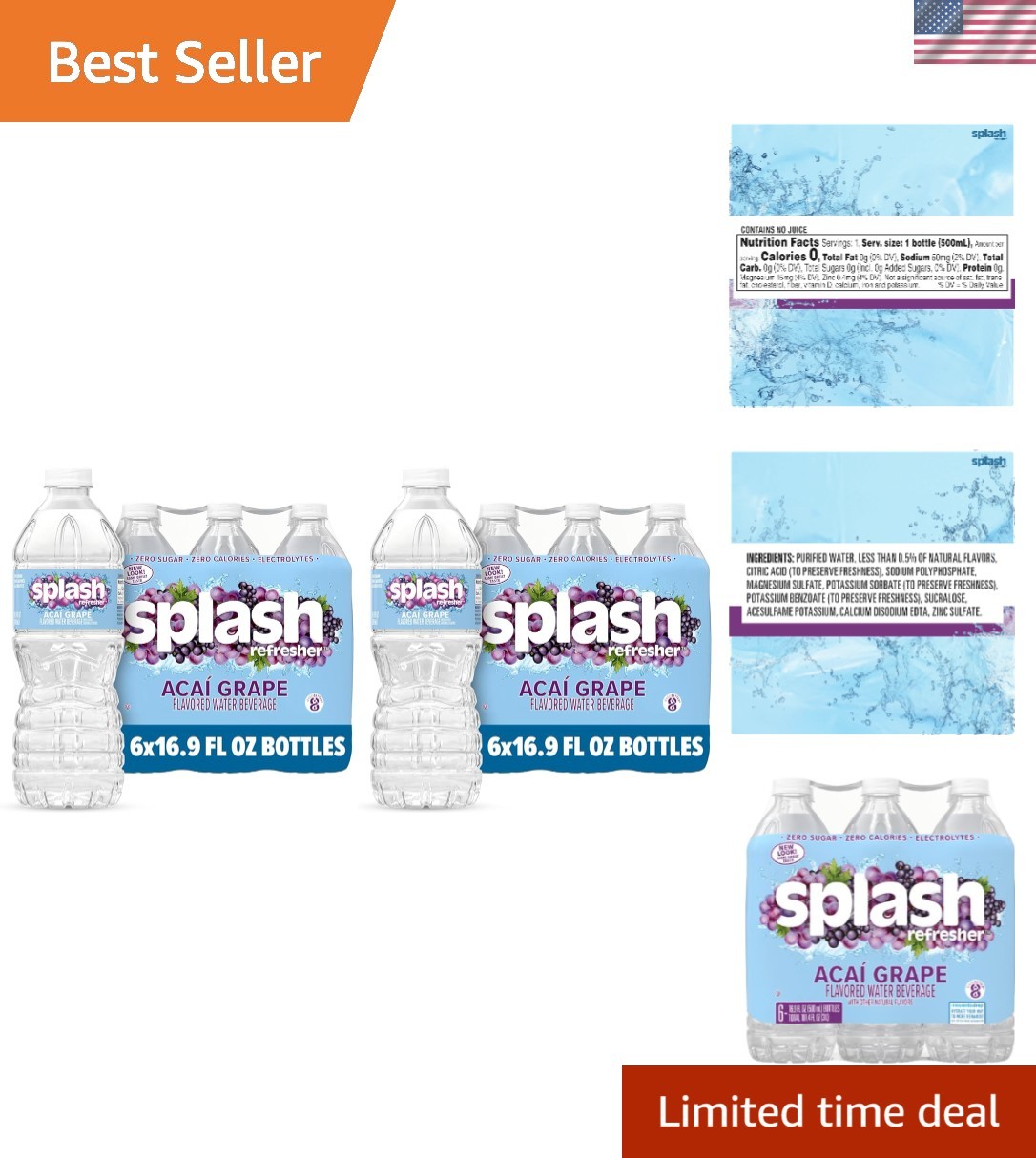 Acai Grape Flavored Water - Electrolyte Enhanced 12 Pack of 16.9 Fl Oz Bottles gallery