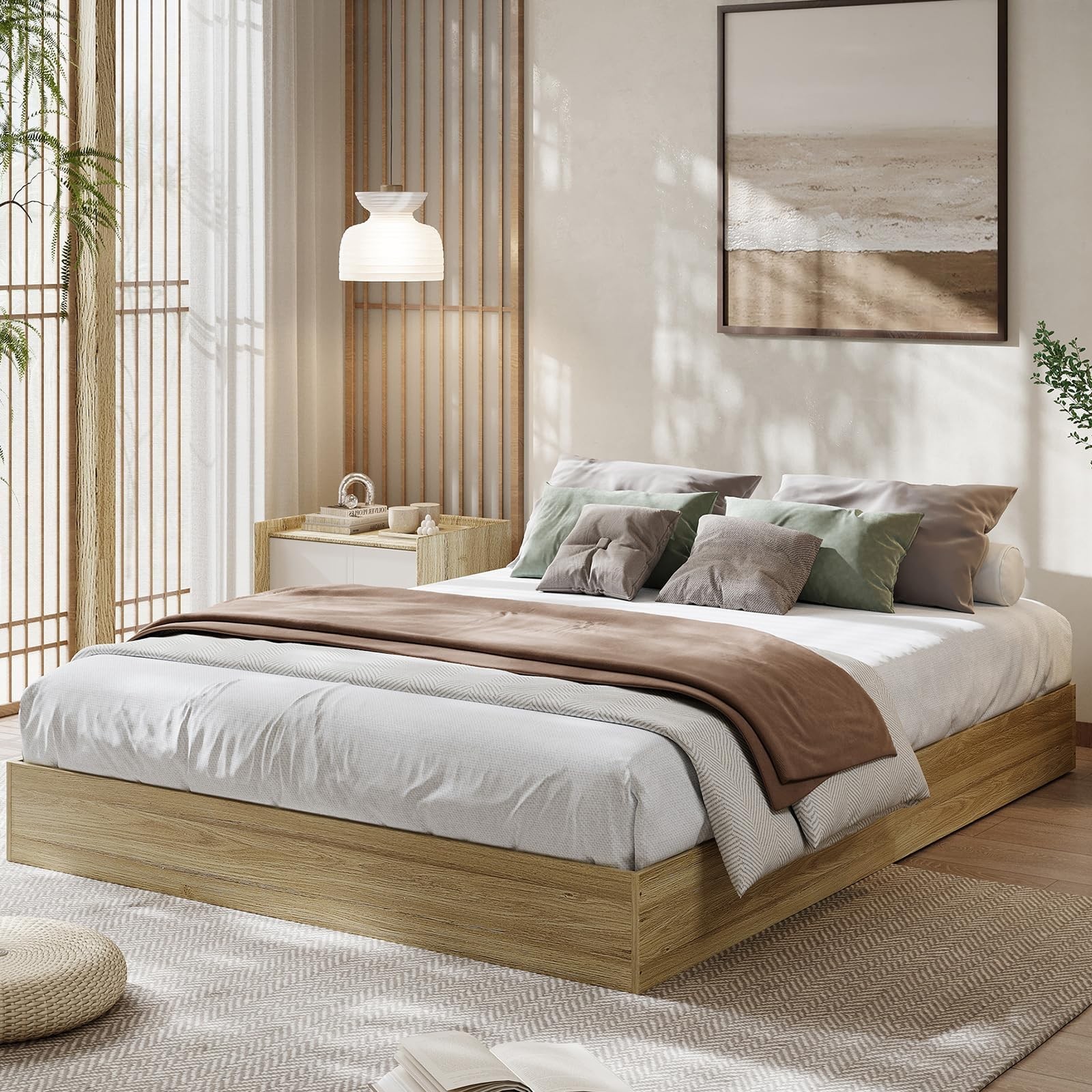 Wood Platform Bed Frame Without Headboard Bed Frame Easy Assembly Multiple Sizes gallery