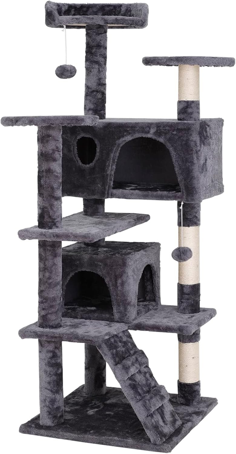 ZENY 54 Inch Cat Tree, Indoor Cat Tower Condo, Multi-Level Cat House with Sisal- gallery