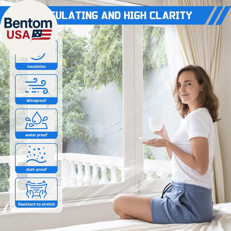 Heavy Duty Window Insulation Kit for Winter - 75 in X 79 in Clear Plastic 180㎛ T gallery