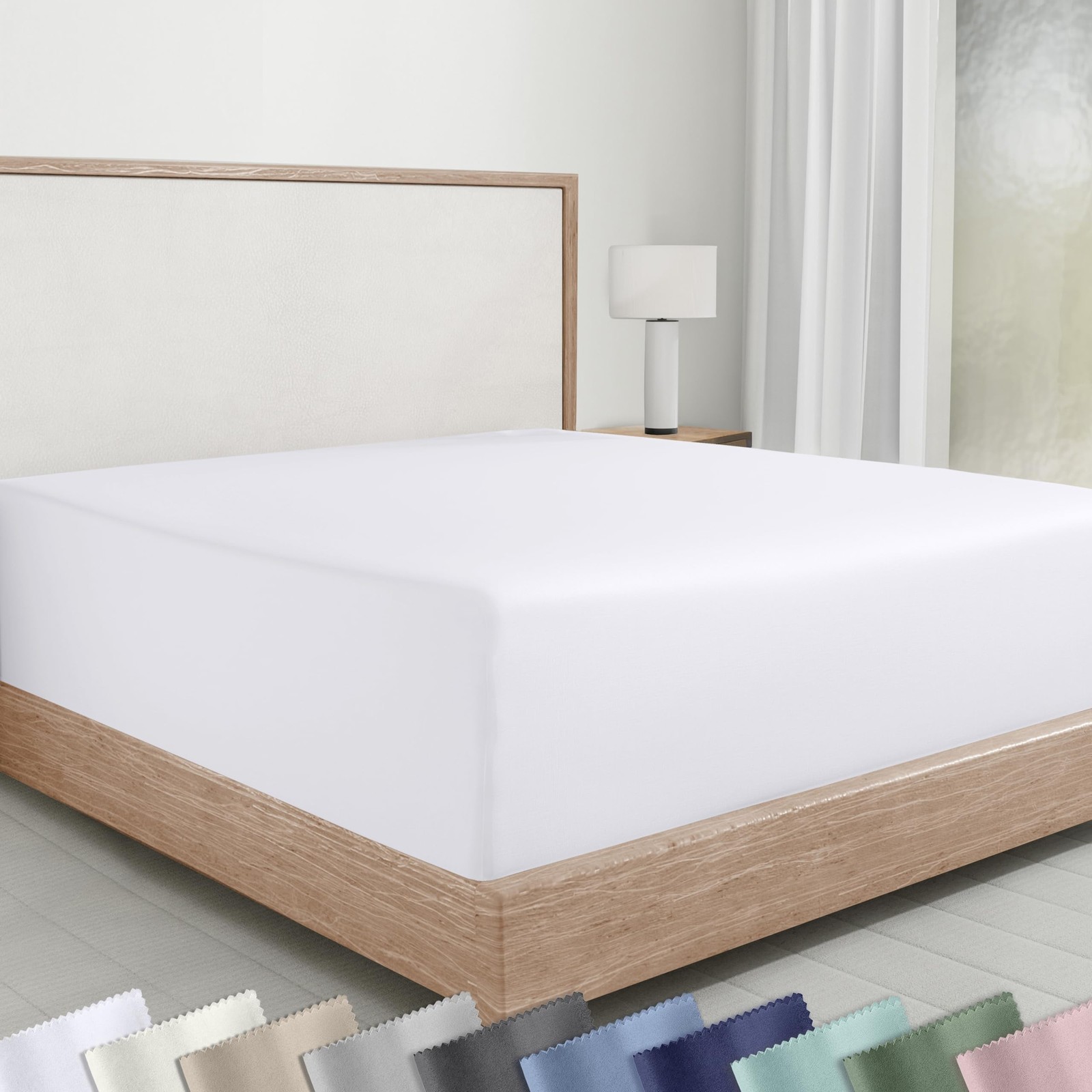 California Design Den 100% Cotton Fitted Sheet Queen Size, Deep Pocket, Durab... gallery