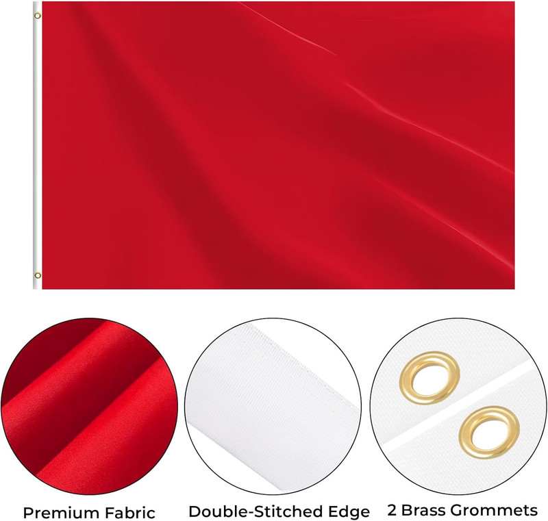 Red Flag 3X5 FT, Polyester Blank Flag with Canvas Header & Brass Grommets, Doubl gallery
