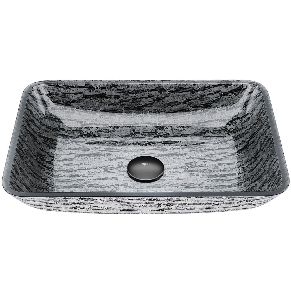 Vigo Black/Grey 18-1/8" Rectangular Vessel Bathroom Sink VG07085
