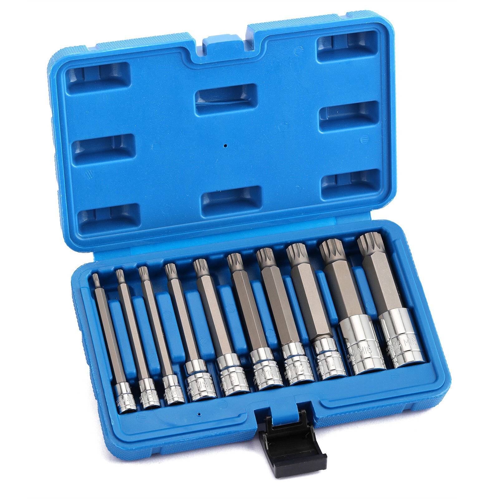 10PC XZN Triple Square 12 Point Spline Bit Socket Set Tamper Proof Extra Long MM gallery
