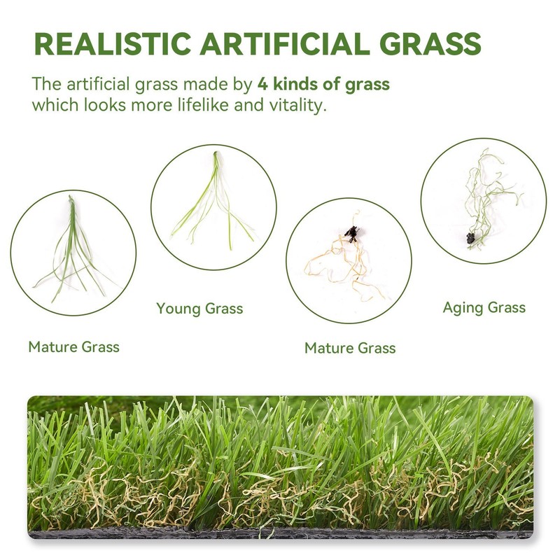 Premium High Density Soft 35mm Odorless Artificial Grass Rug Easy Cut Clean gallery