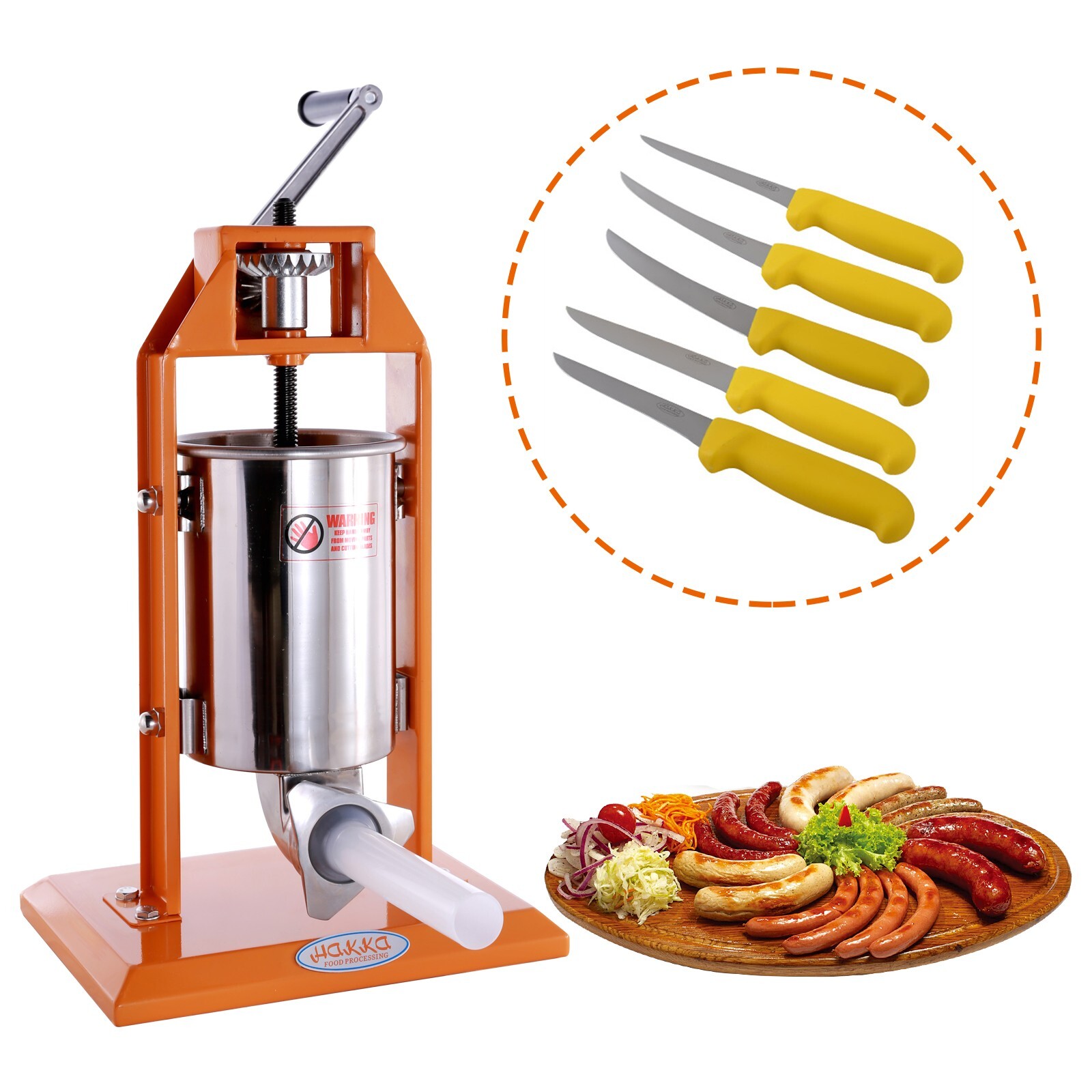 Hakka 3L 7LBS Sausage Stuffer Meat Processer Filer with 6" Curved Boning Knife gallery