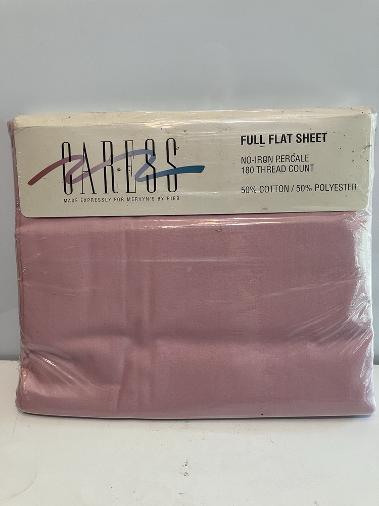 Caress Solid Rose Pink Flat Sheet Full 81 x 96 For Mervyns by Bibb Vintage 90s