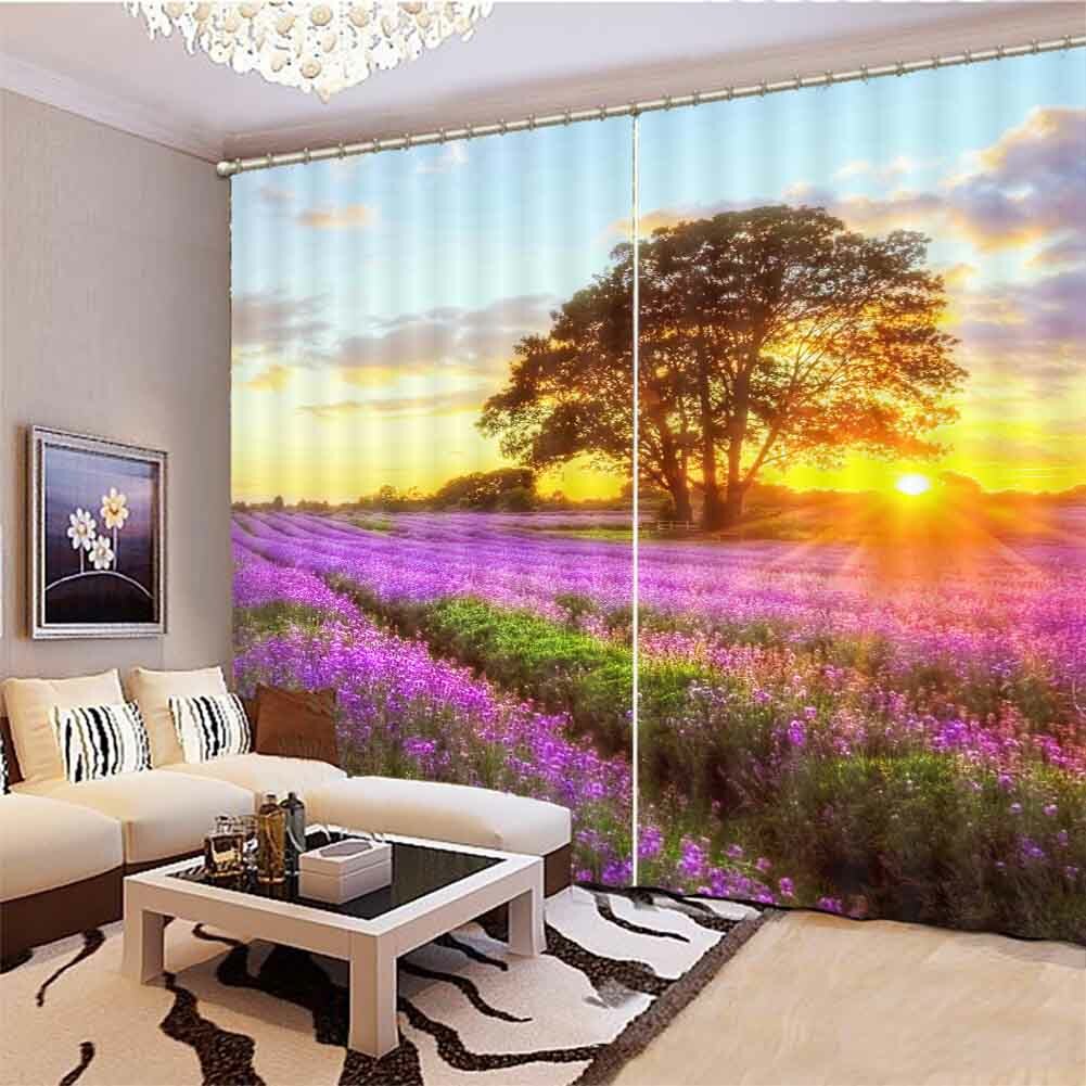 Row Lavender Sunlight 3D Curtain Blockout Photo Printing Curtains Drape Fabric gallery