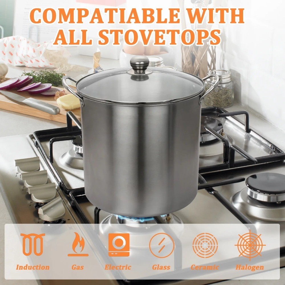 Large Stainless Steel Canning Pot with Rack 21.5 Quart, Use Water Bath gallery
