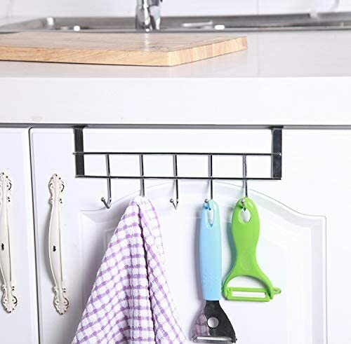 Kitchen Cabinet Rack Hook Cloth Storage Hanger Bathroom Towel Door Metal 5 Hooks gallery