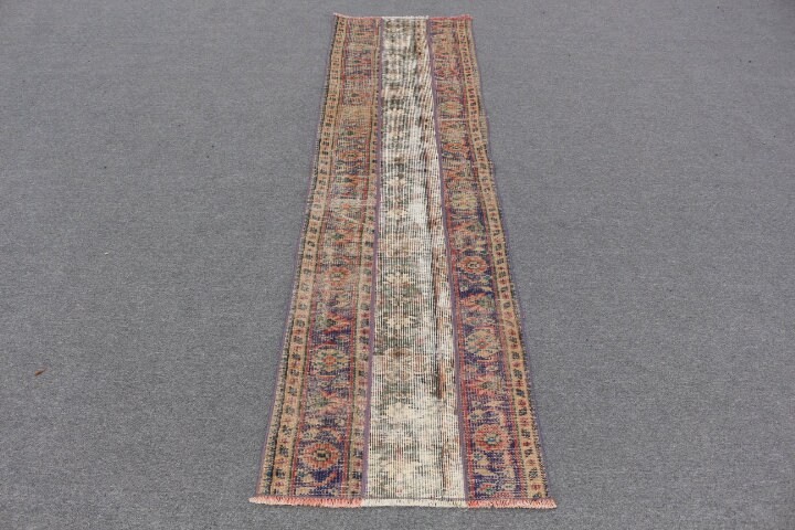 2x7,5 ft Turkish Rug, Runner Vintage Rug, Blue Floral Rug gallery