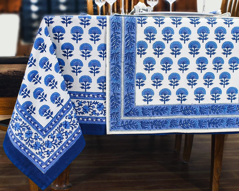 Dining Tablecloth Block Printed Table Cover Rectangle Tablecloth Gift for Dad gallery
