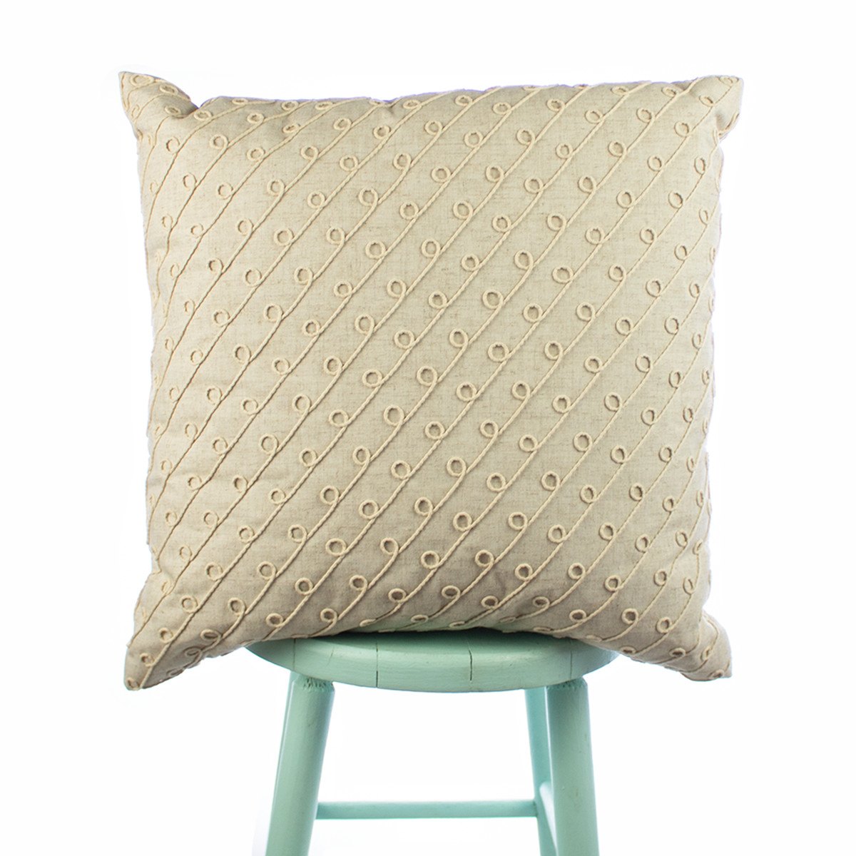 2pk Textural Solid Square Throw Pillow Natural Beige Rope Spiral Woven Linen gallery