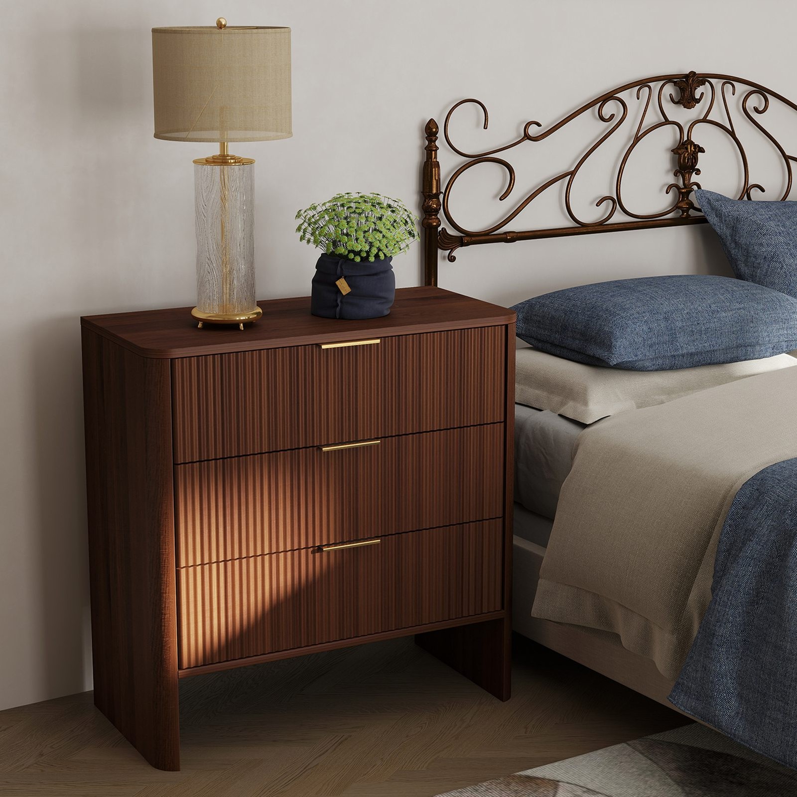 Modern Wavy Pattern Drawer Cabinet For Bedroom Storage RXOP gallery
