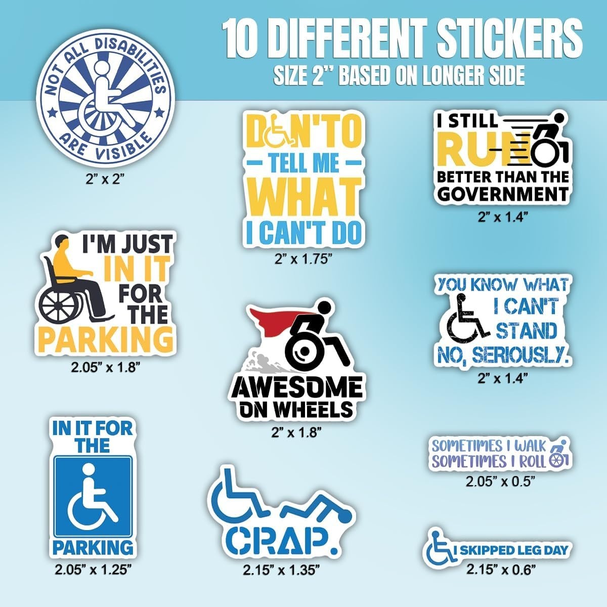 10pcs Disability Sticker Motivational Wheelchair Humor, Positive Inclusion Gift gallery