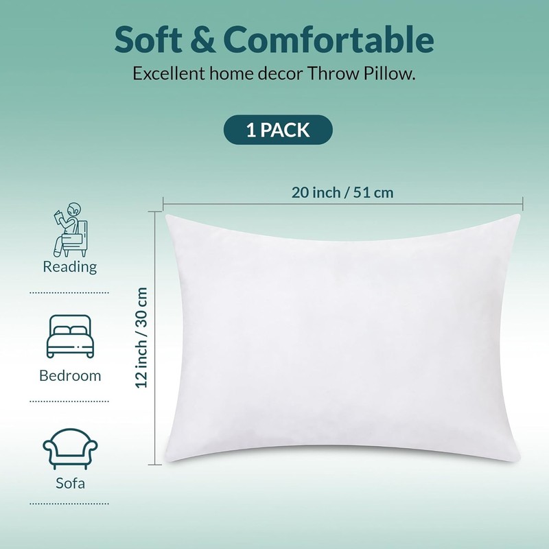 12 x 20 Pillow Insert - Down Alternative Throw Pillows Insert - Rectangle Pillow gallery