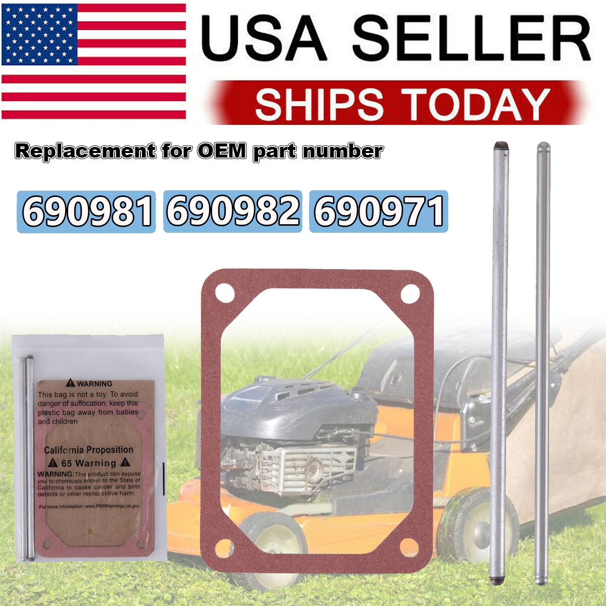 Valve Cover Gasket with Push Rods Set for Briggs & Stratton 690981 690982 690971 gallery