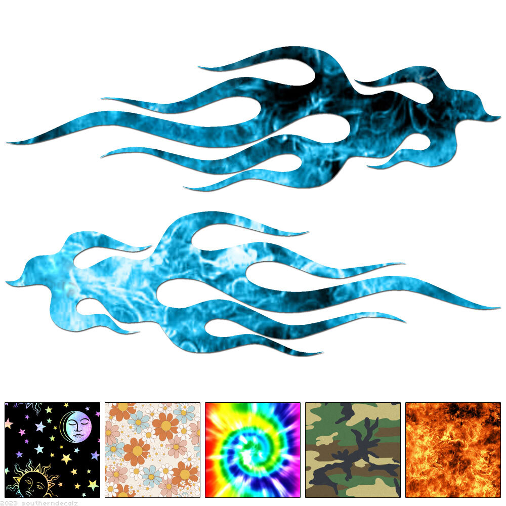 Flames Fire Pair - Decal Sticker - Multiple Patterns & Sizes - ebn7276 gallery