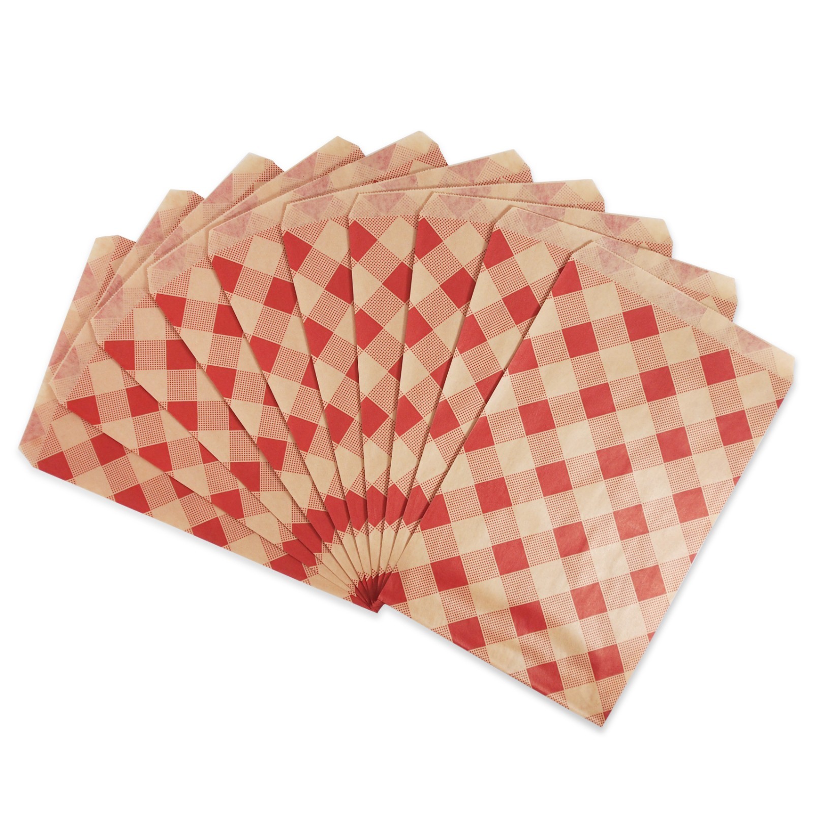 6" x 9" Red Buffalo Patterned Flat Paper Gift Bags gallery