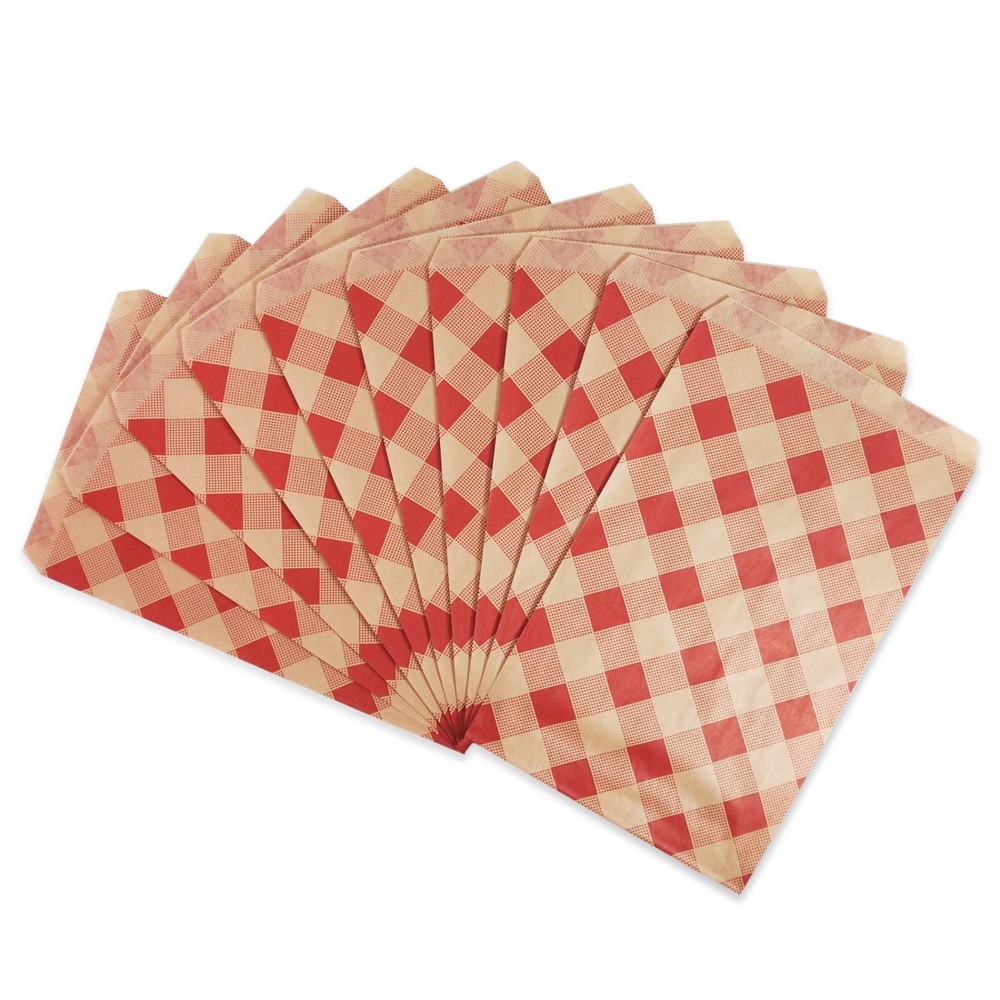 6" x 9" Red Buffalo Patterned Flat Paper Gift Bags