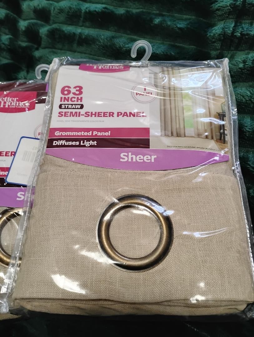 Better Homes 63" Semi Sheer Straw Color Grommeted Panel curtain 1 Panel gallery